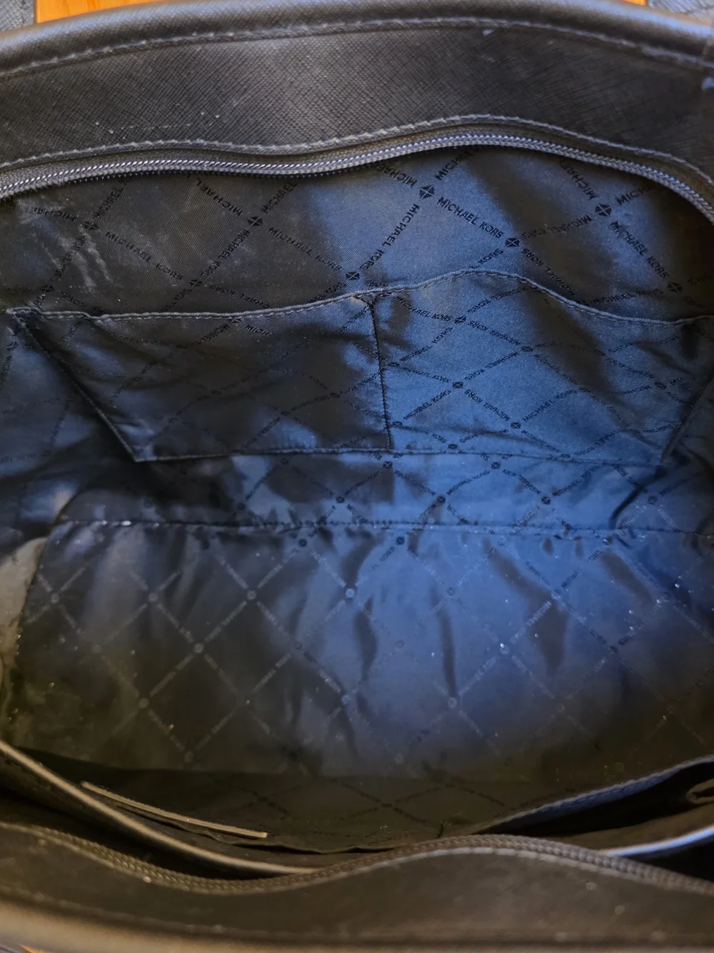 Michael Kors Dark Blue Saffiano Tote with Gold Hardware